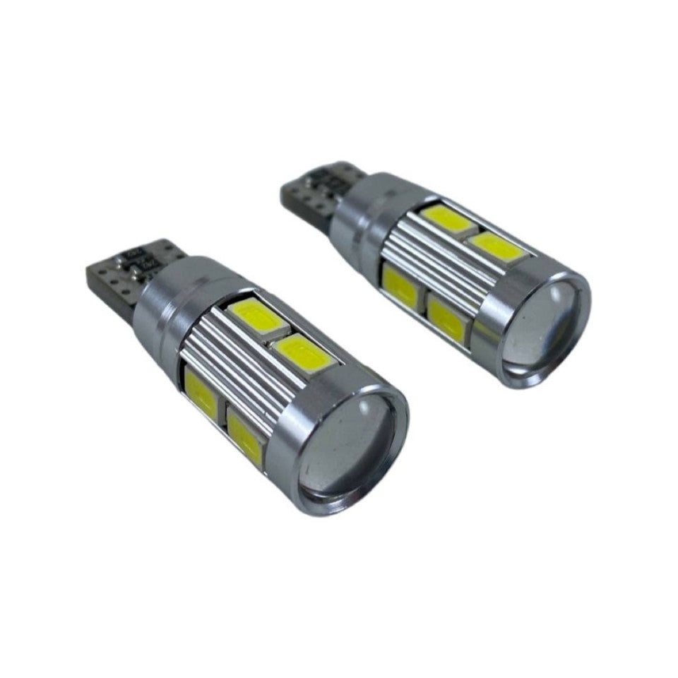 Set 2 becuri LED auto T10 W5W UltraBright pentru pozitie, plafoniere, portbagaj, lumina alba 6000k,10 LEDURI,CANBUS
