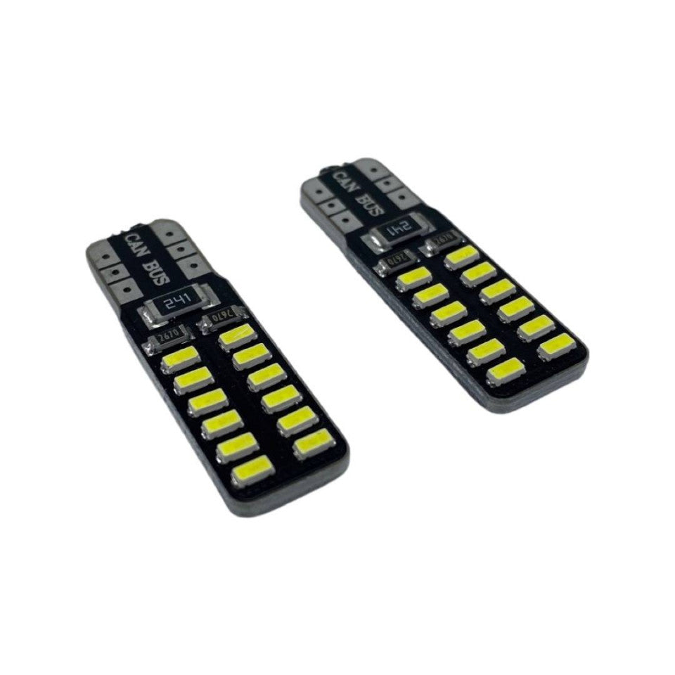 Set 2 becuri LED auto T10 W5W UltraBright pentru pozitie, plafoniere, portbagaj, lumina alba 6000k,12 SMD ,CANBUS