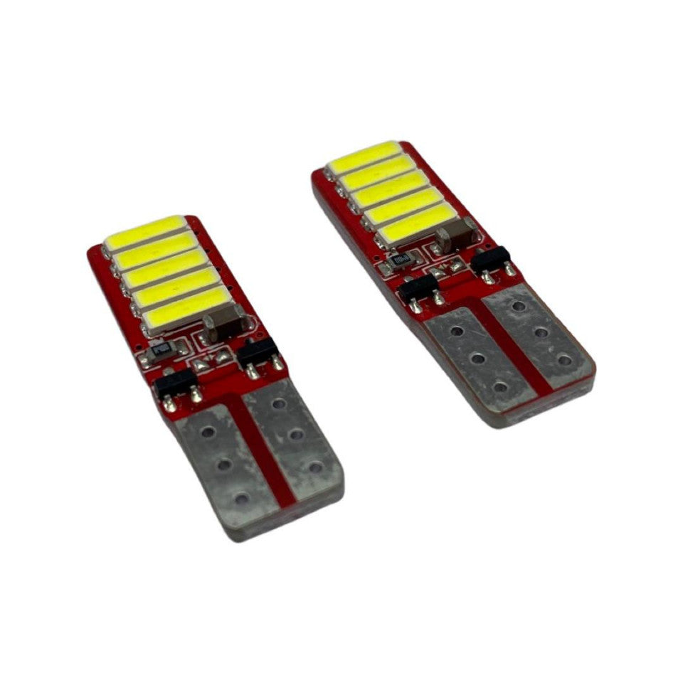 Set 2 becuri LED auto T10 W5W UltraBright pentru pozitie, plafoniere, portbagaj, lumina alba 6000k,10 SMD ,CANBUS
