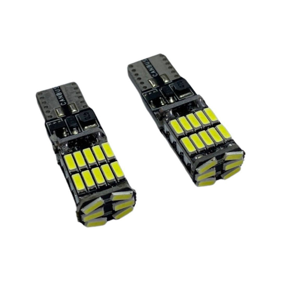 Set 2 becuri LED auto T10 W5W UltraBright pentru pozitie, plafoniere, portbagaj, lumina alba 6000k, 26SMD ,CANBUS