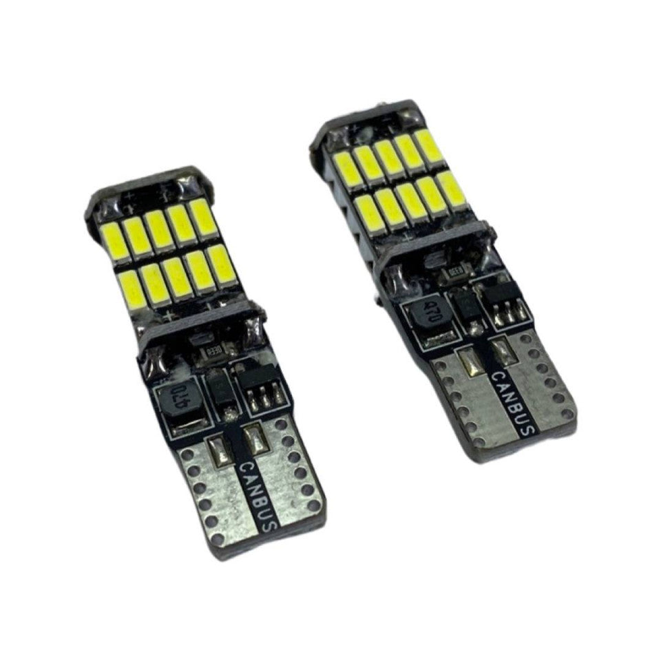 Set 2 becuri LED auto T10 W5W UltraBright pentru pozitie, plafoniere, portbagaj, lumina alba 6000k, 26SMD ,CANBUS
