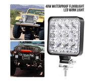 Set 2 x Proiector LED auto offroad 48W 12V-24V, 3520 lumeni, patrat