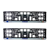 Set 2 x Suport numar inmatriculare slim, pentru IVECO, dimensiune standard, potrivire perfecta, plastic flexibil