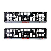 Set 2 x Suport numar inmatriculare slim, pentru SUZUKI dimensiune standard, potrivire perfecta, plastic flexibil