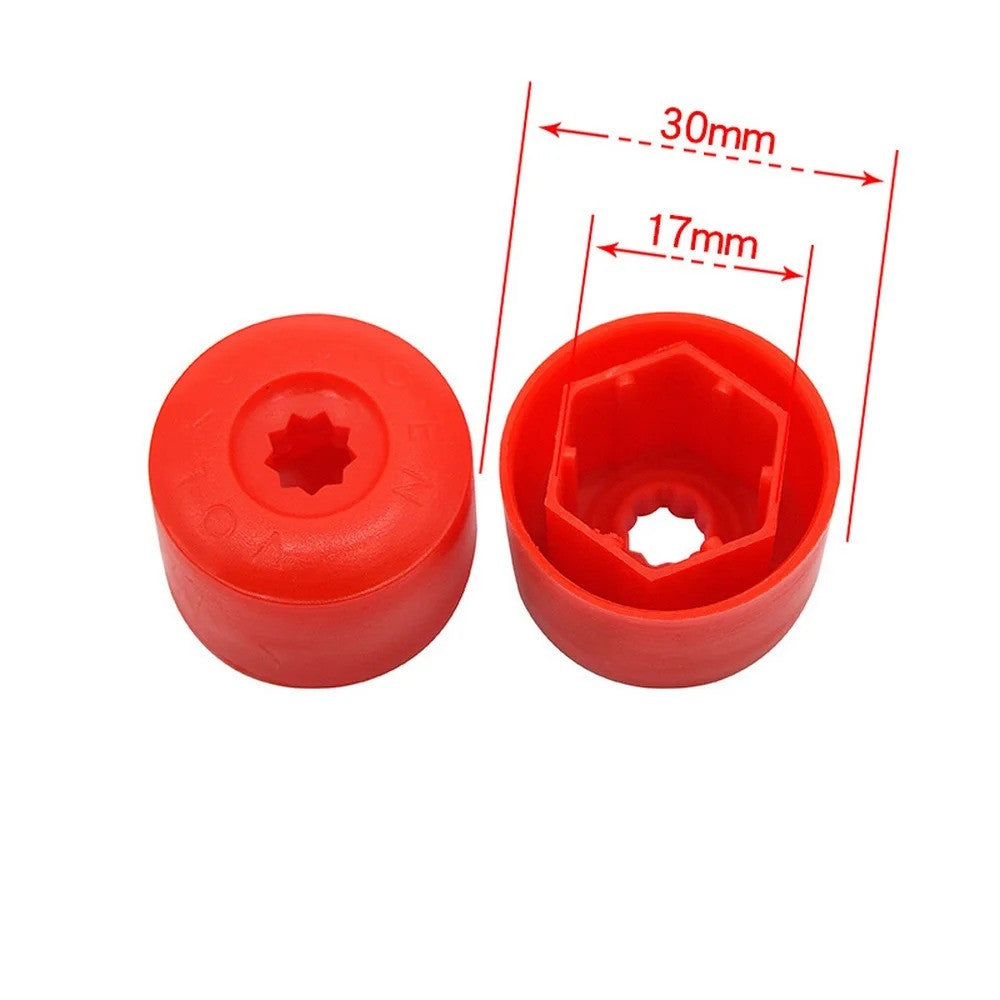 Set 20 capace prezoane pe 17 + cheie de scos capacele, VW/ Audi /Skoda, culoare rosie