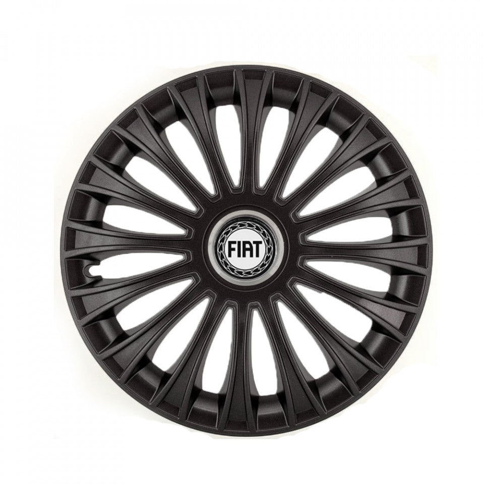 Set 4 capace 15 inch // DINO, compatibil cu gama auto FIAT,negru