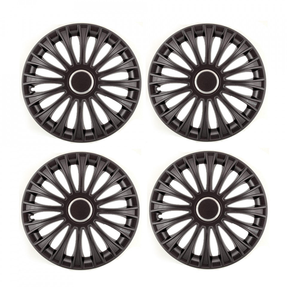Set 4 capace 15 inch // DINO, compatibil cu gama auto FIAT,negru