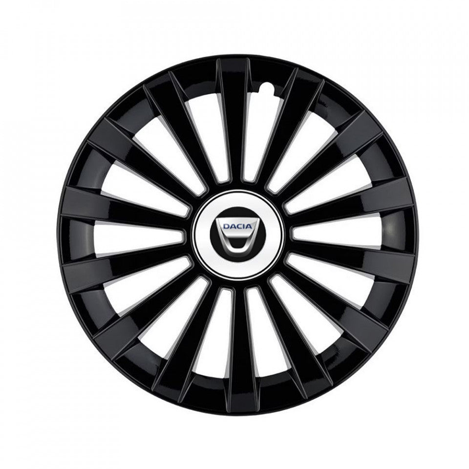 Set 4 capace 15 inch // MERIDIAN, compatibil cu gama auto DACIA ,negru