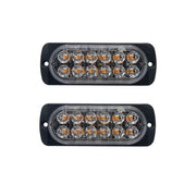 Set 2 Stroboscoape LED Galbene, 12 LED-uri/Bucată, 24 LED-uri Total, 12V–24V, 15 Moduri Flash, IP65, Lumini de Avertizare pentru Camion, Platformă Auto, ATV, Tractor și Utilaje