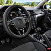 Set Huse Auto 3 Piese pentru Volan, Nucă Schimbător și Frână de Mână, Protecție Interior, Negru