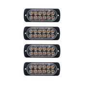 Set 4 Stroboscoape LED Galbene, 12 LED-uri/Bucată, 24 LED-uri Total, 12V–24V, 15 Moduri Flash, IP65, Lumini de Avertizare pentru Camion, Platformă Auto, ATV, Tractor și Utilaje