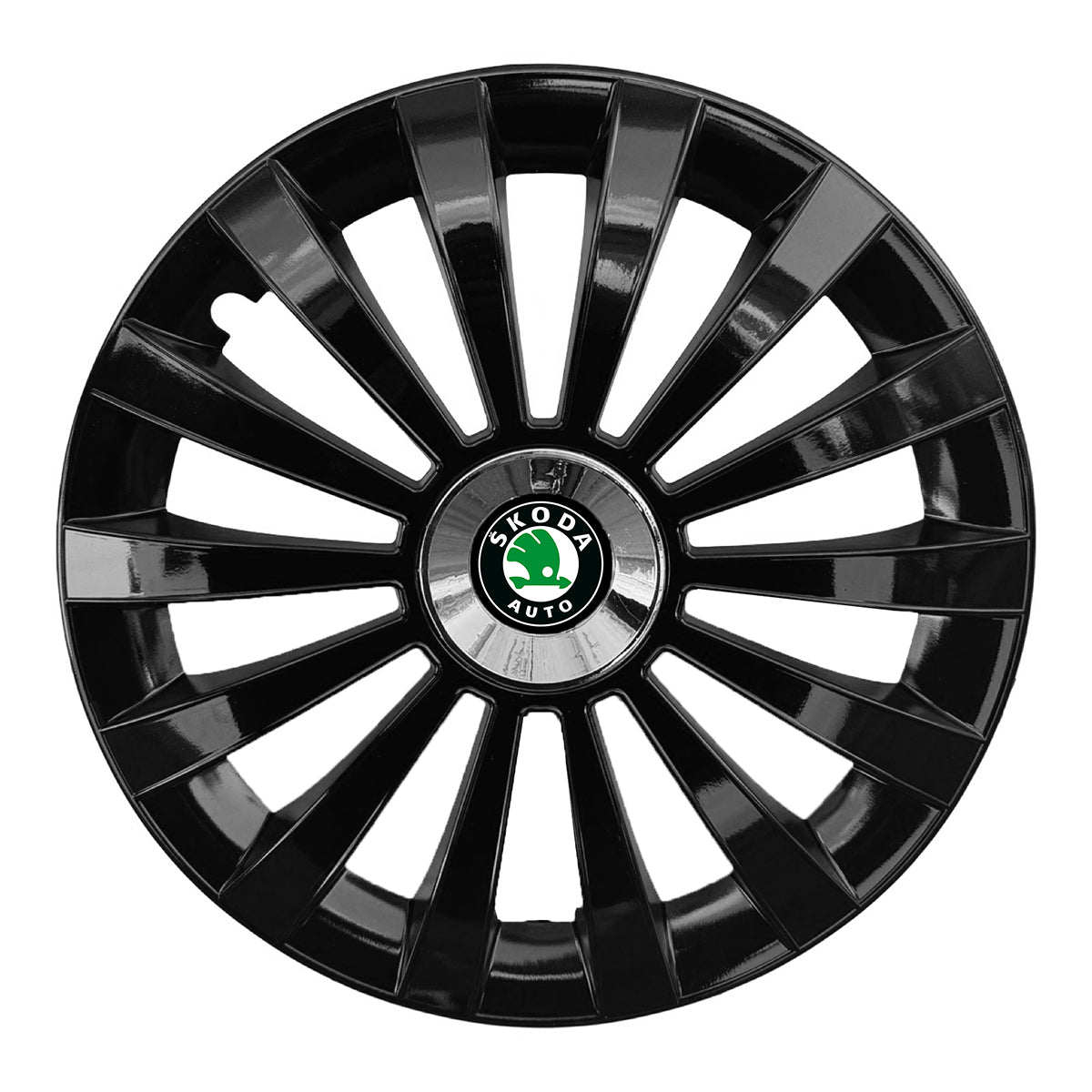 Set 4 capace 15 inch // MERIDIAN, compatibil cu gama auto SKODA,negru