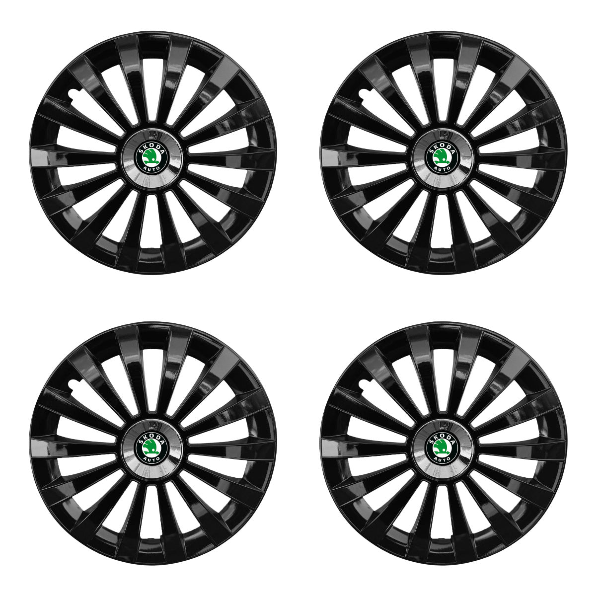 Set 4 capace 15 inch // MERIDIAN, compatibil cu gama auto SKODA,negru