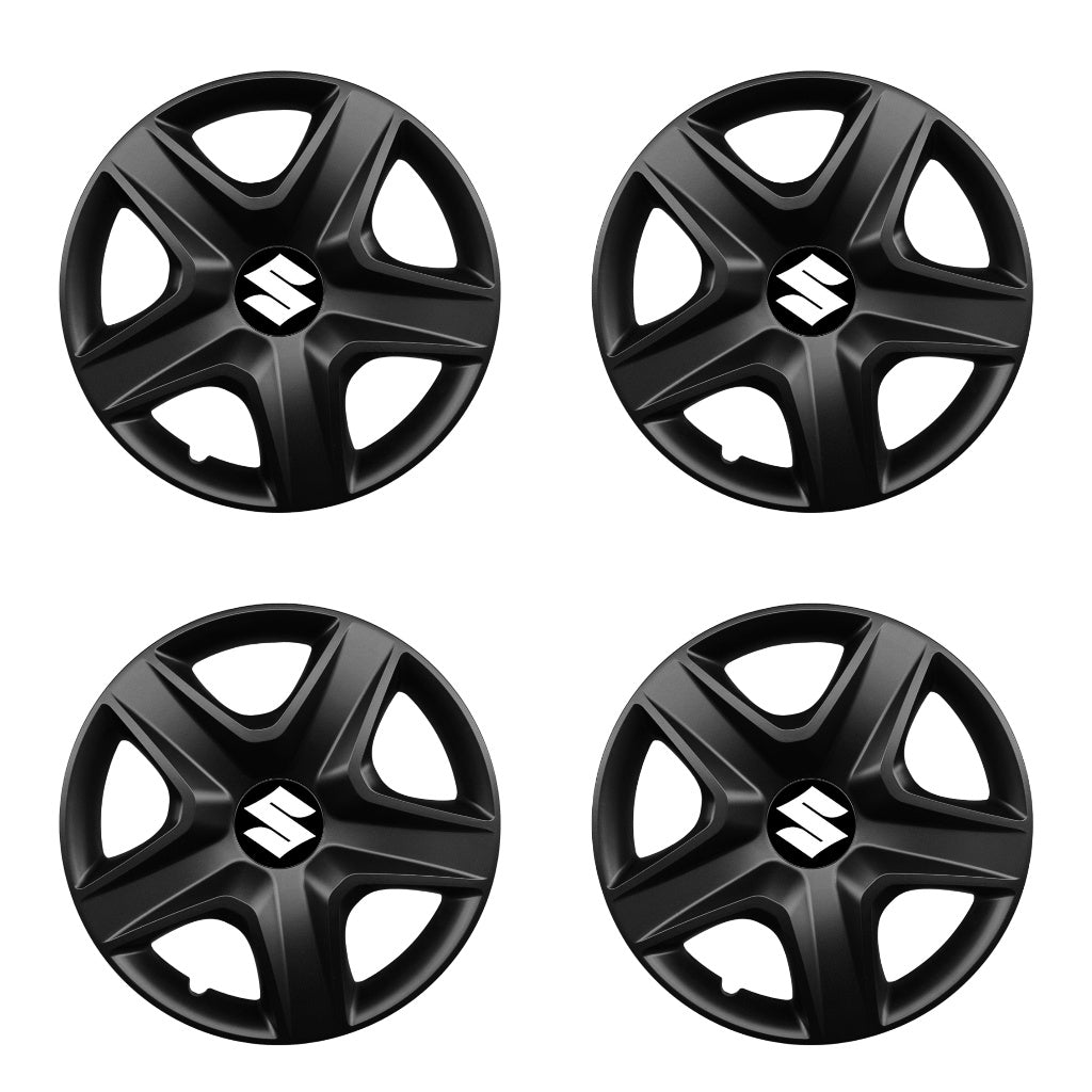 Set 4 capace roti potrivite jantelor de 15 inch compatibile SUZUKI, Model 340 Black