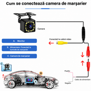 Cameră Marșarier Auto, 8 LED-uri IR, Vedere Nocturnă, 480 TVL, 793×493, IP67, 12V, Unghi 120°, Cablu Video 6 m AutoSSF®