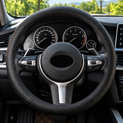 Set Huse Auto 3 Piese pentru Volan, Nucă Schimbător și Frână de Mână, Protecție Interior, Negru