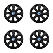 Set 4 capace roti potrivite jantelor de 15 inch compatibile VOLKSWAGEN, Model - 316 Black Edition, Sigla Albastra