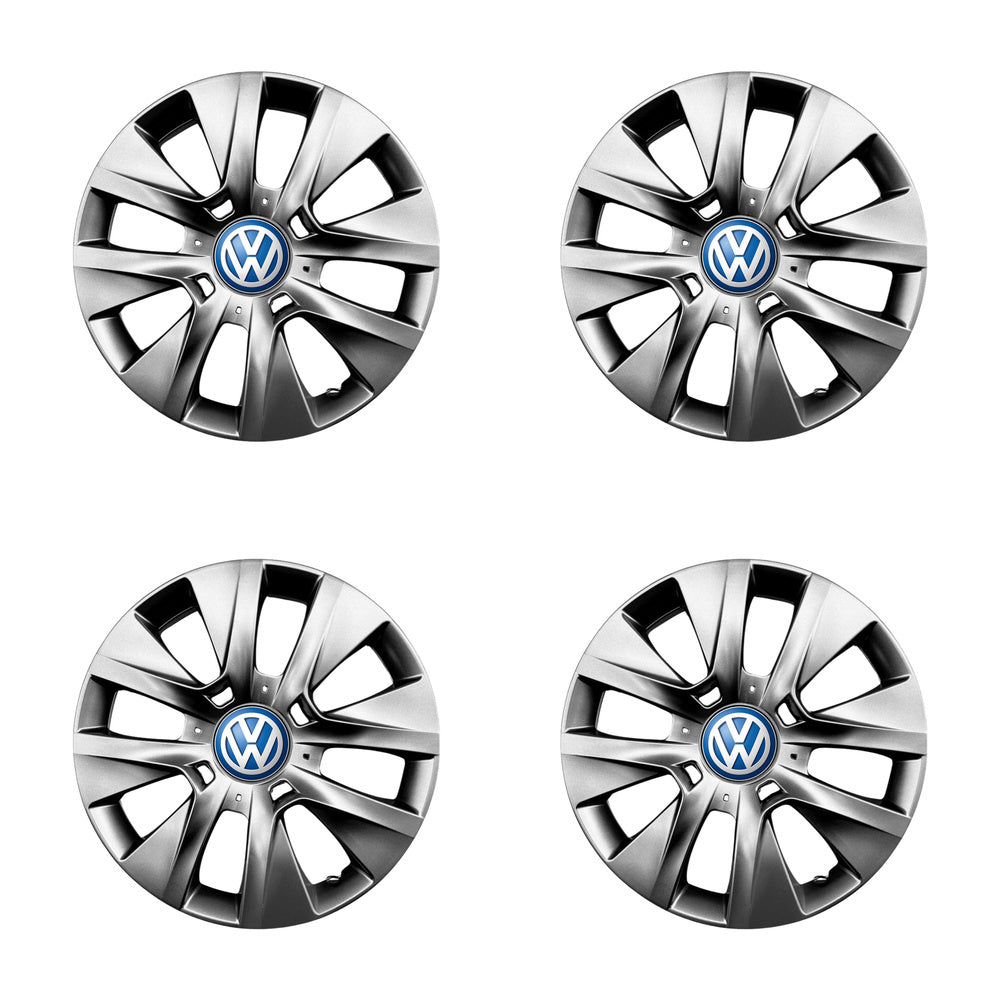 Set 4 capace roti potrivite jantelor de 15 inch compatibile Volkswagen  - Model 334, Sigla Albastra