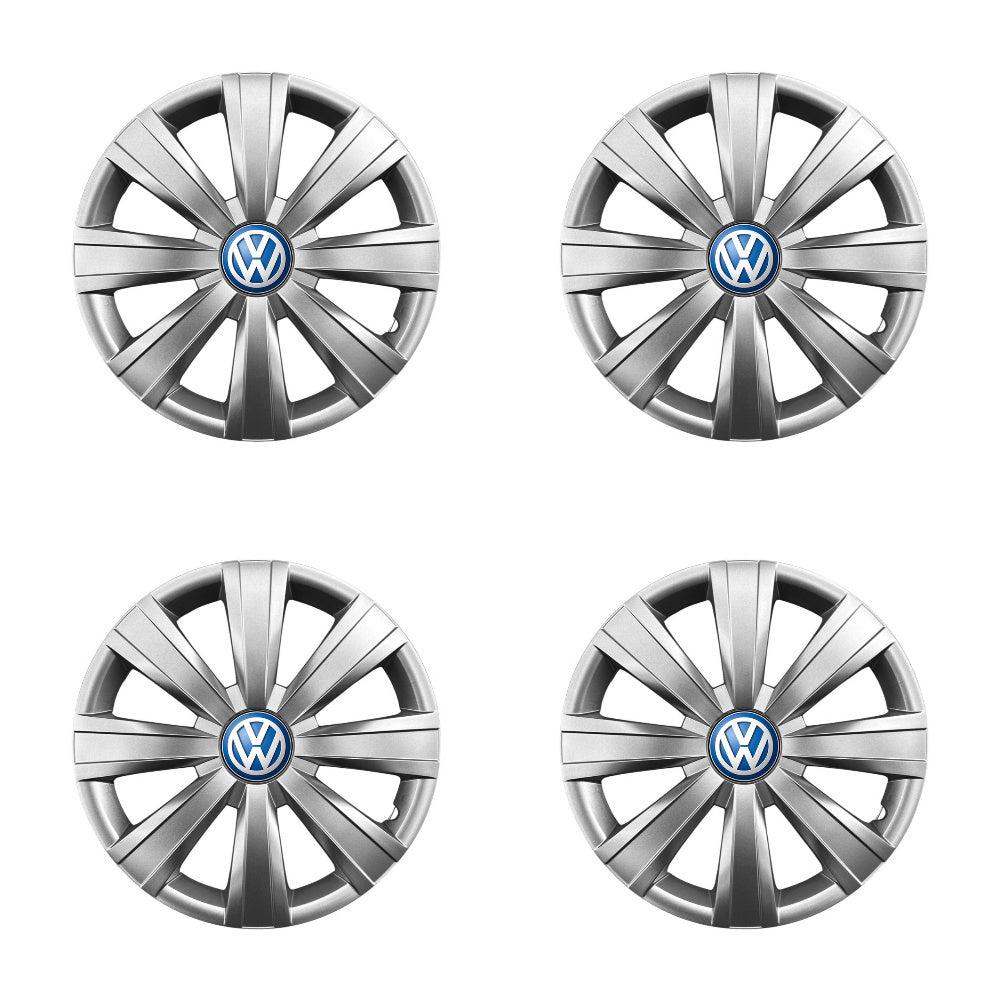 Set 4 capace roti potrivite jantelor de 15 inch compatibile Volkswagen, Model - 328, Sigla Albastra