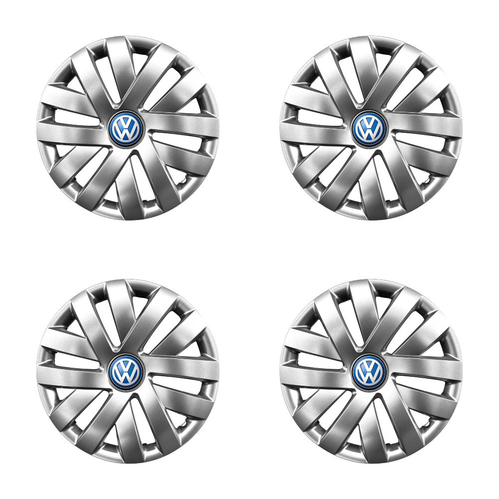 Set 4 capace roti potrivite jantelor de 14 inch compatibile gama Volkswagen, model - 216, Sigla Albastra