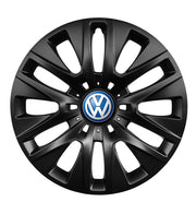 Set 4 capace roti potrivite jantelor de 16 inch compatibile VOLKSWAGEN, Model 429 Black, Sigla Albastra
