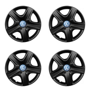 Set 4 capace roti potrivite jantelor de 15 inch compatibile VOLKSWAGEN, Model 340 Black, Sigla Albastra