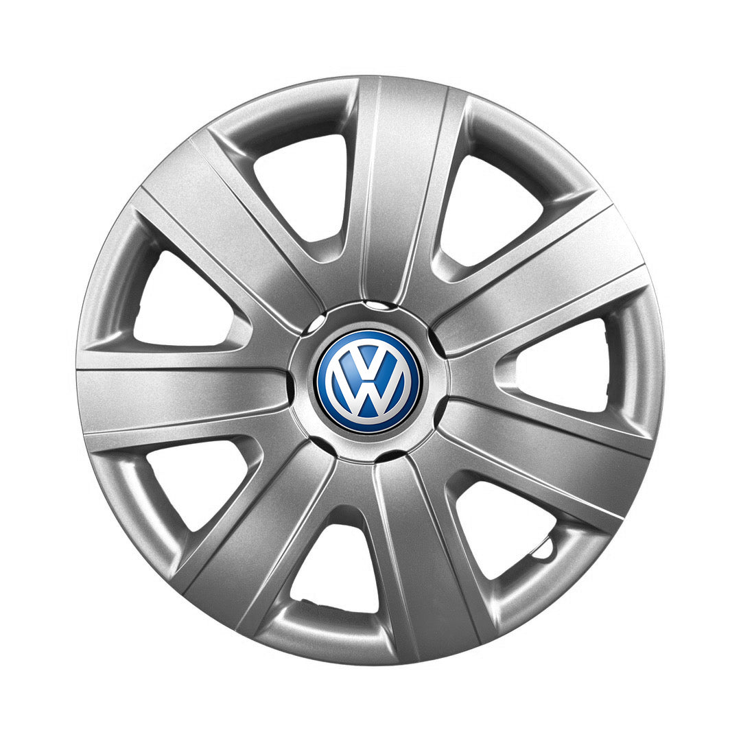 Set 4 capace roti potrivite jantelor de 16 inch compatibile Volkswagen, Model - 415, Sigla Albastra